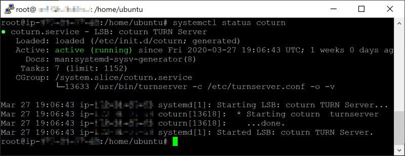 Coturn Service守护程序Ubuntu 18.04