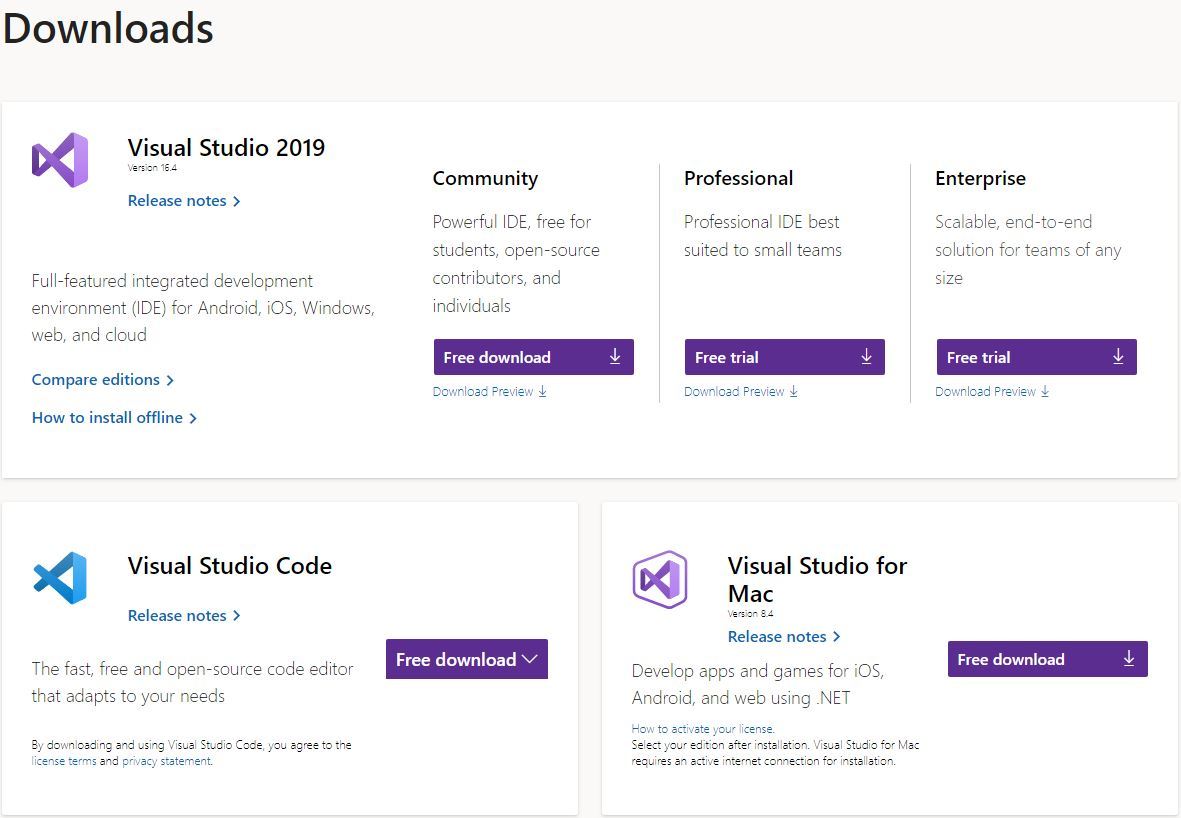 Visual Studio下载Windows